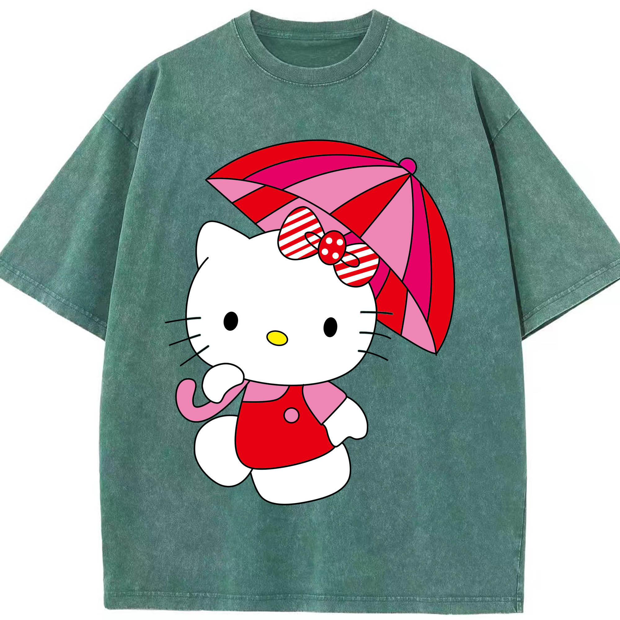（画像用） Hello Kitty ハローキティ 綿100% ヴィンテージ風 半袖Tシャツ（フロントプリント）